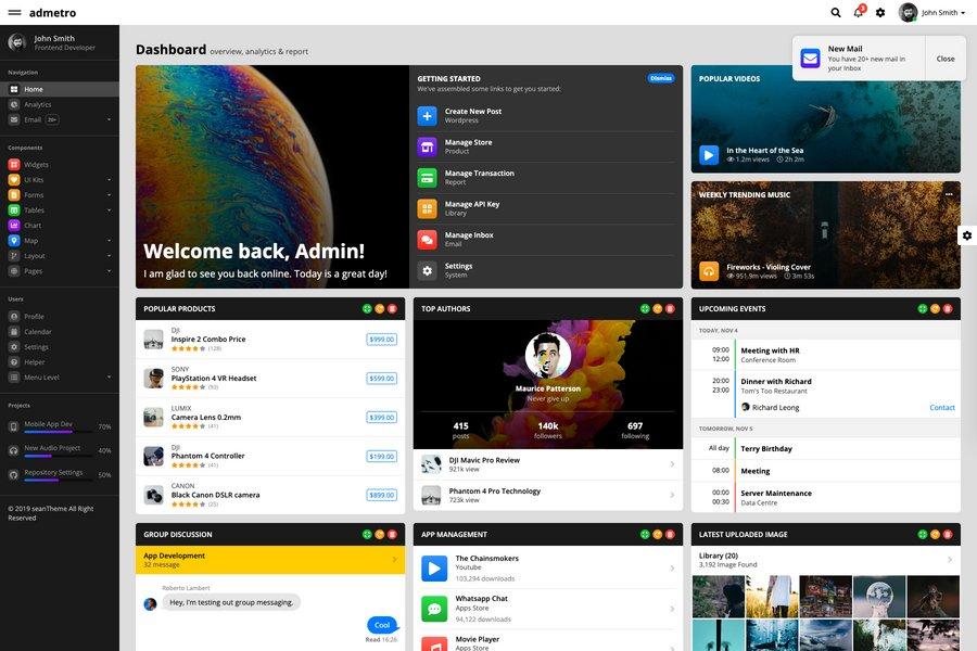 Admetro admin dashboard template