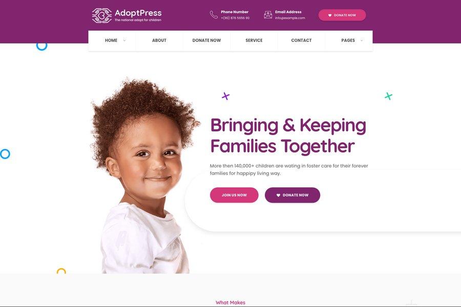 adoptpress child adoption ngo website template