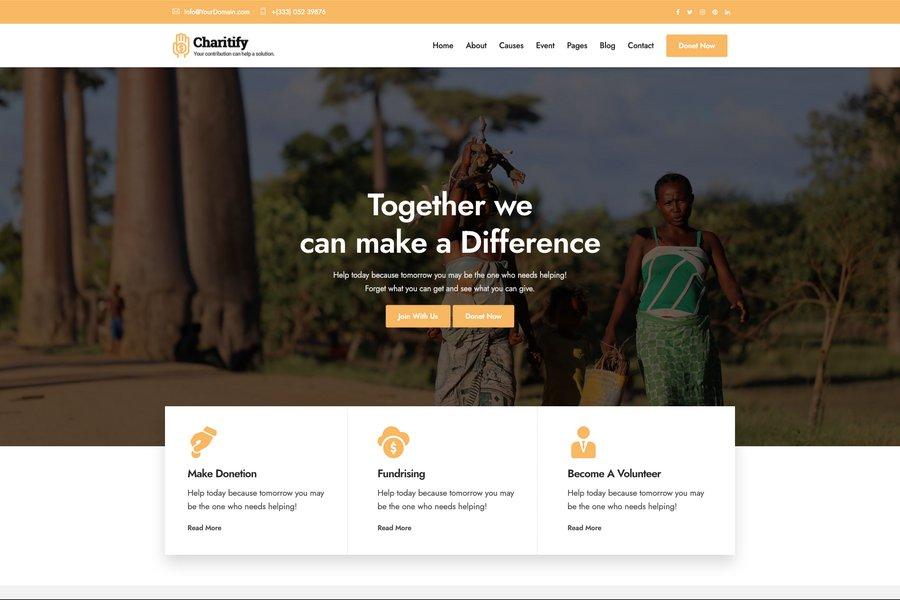 charitify donation website template