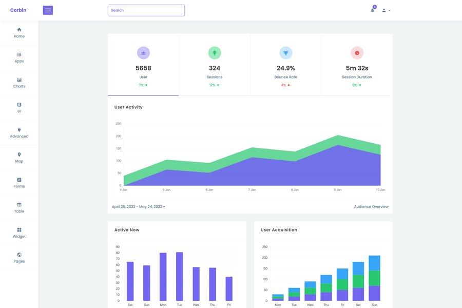 Corbin - Simple Bootstrap Dashboard Template