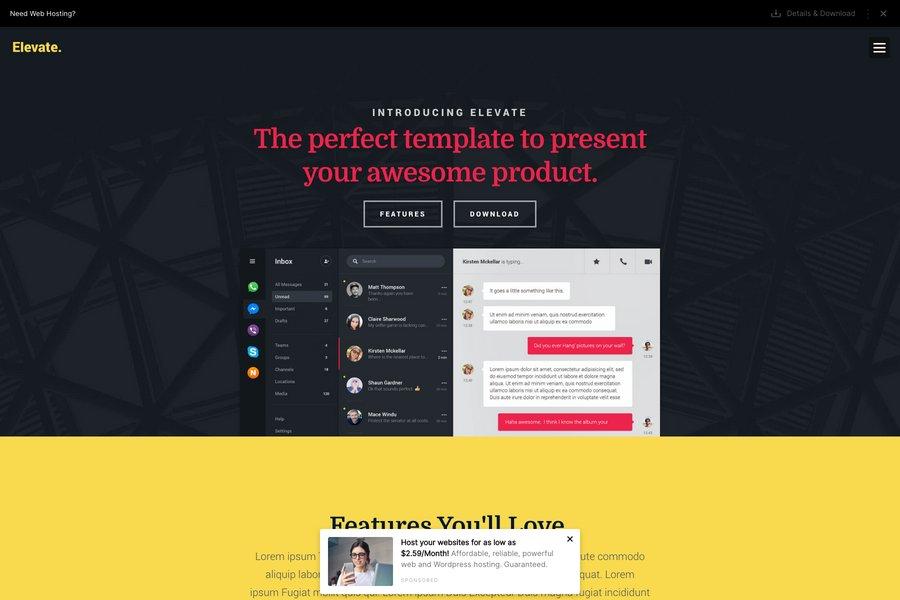Responsive landing page template