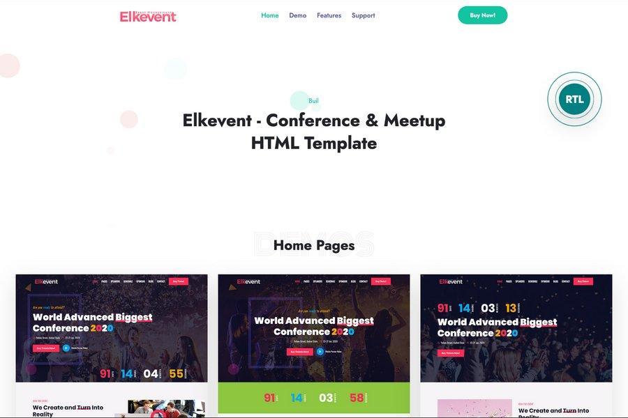 Elkevent - Colorful Event Planner Website Template