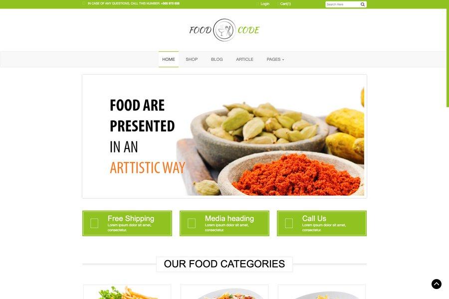 Food Code, free template for food website  