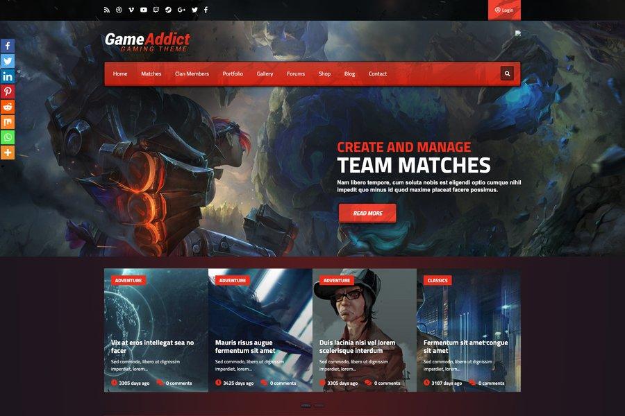 Game Addict - Popular Gaming Website Themes