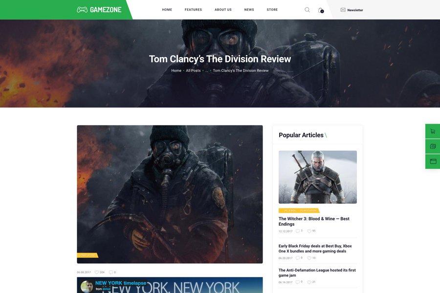 GameZone - Responsive Gameing Website Themes
