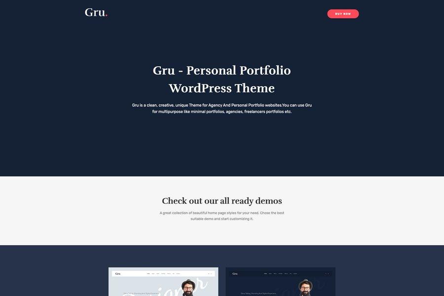 gru wordpress single page portfolio template