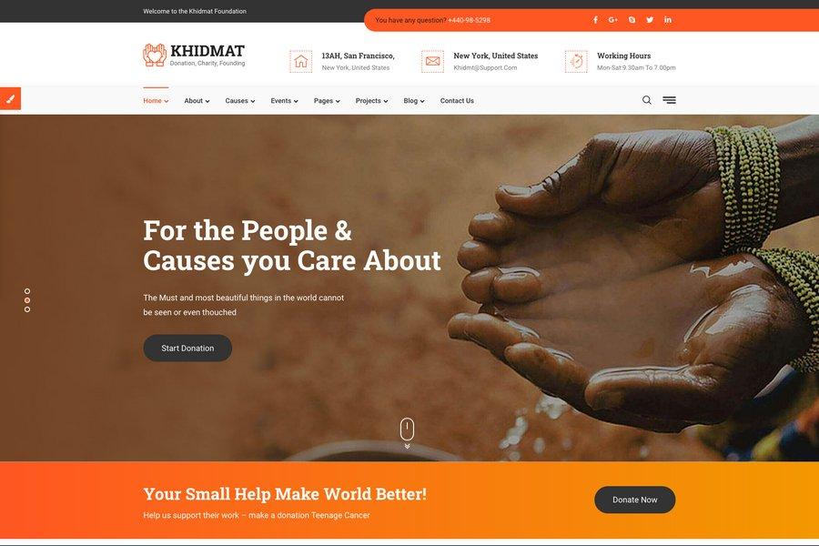 khidmat charity fundraising & donation website template