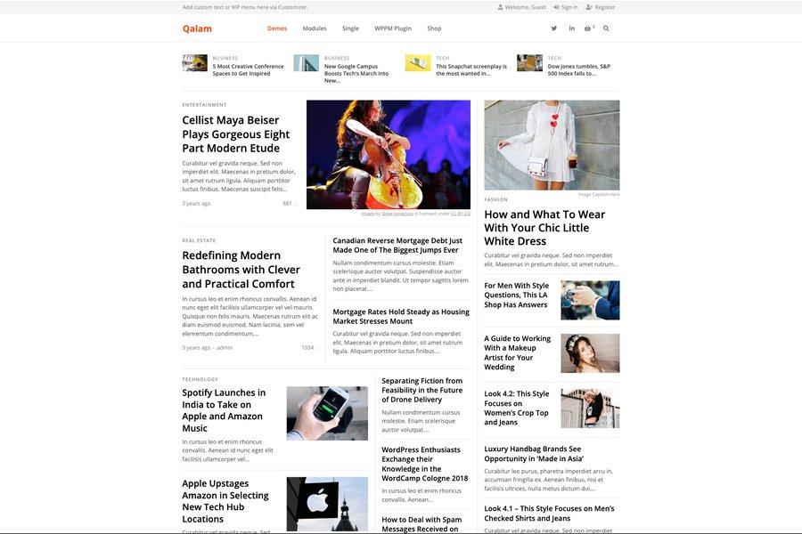qalam modern newspaper and magazine theme