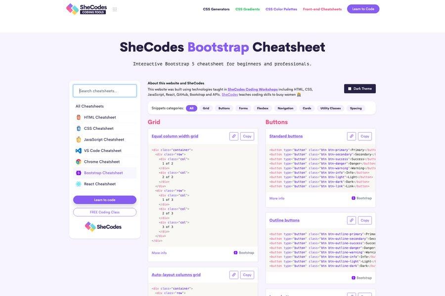 Bootstrap 5 Cheat Sheet