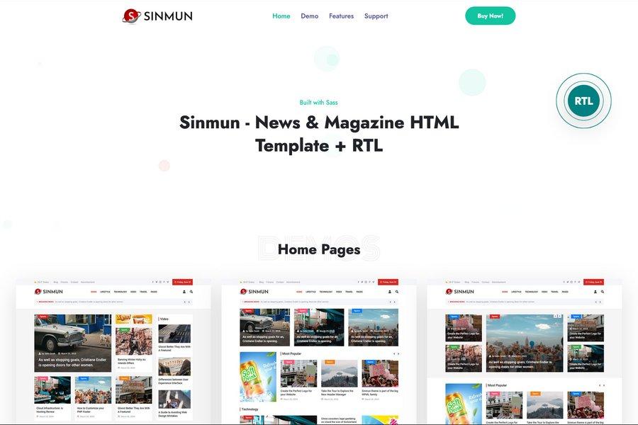 sinmun news and magazine html template