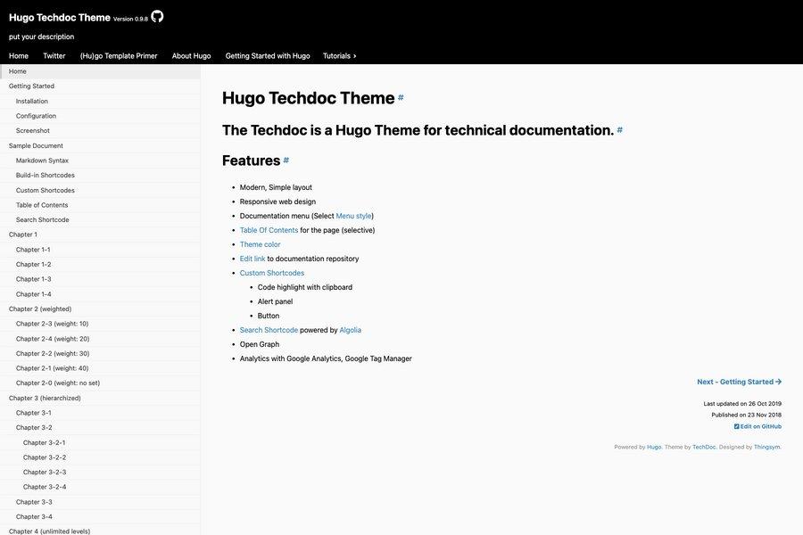 TechDoc - Free Hugo Technical Documentation Template