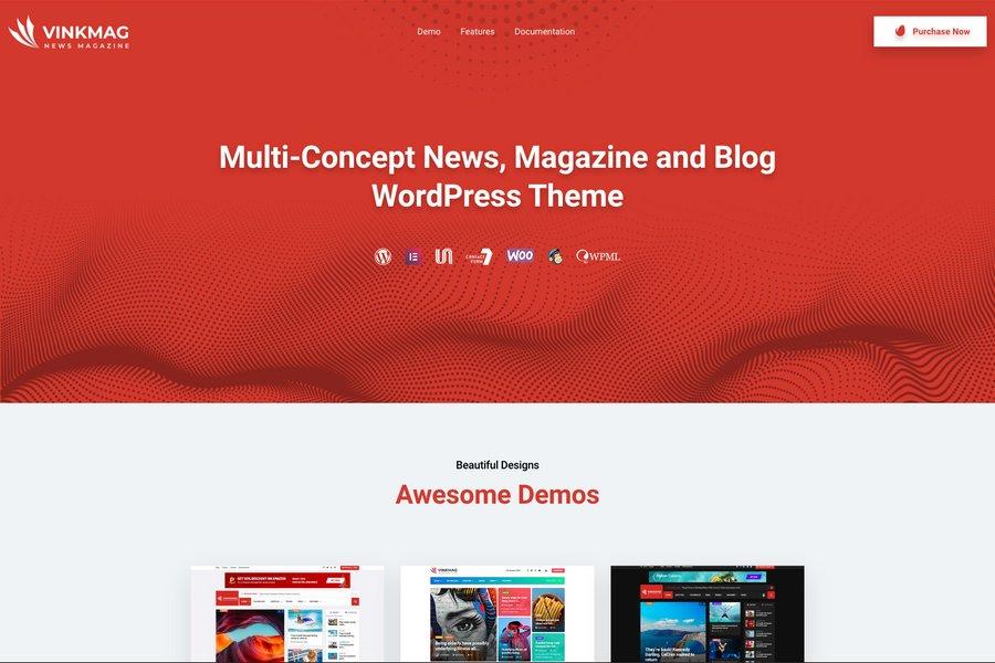 vinkmag news website templatefor wordpress